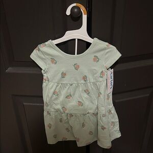 Carter's Light Green Dress with Floral Design